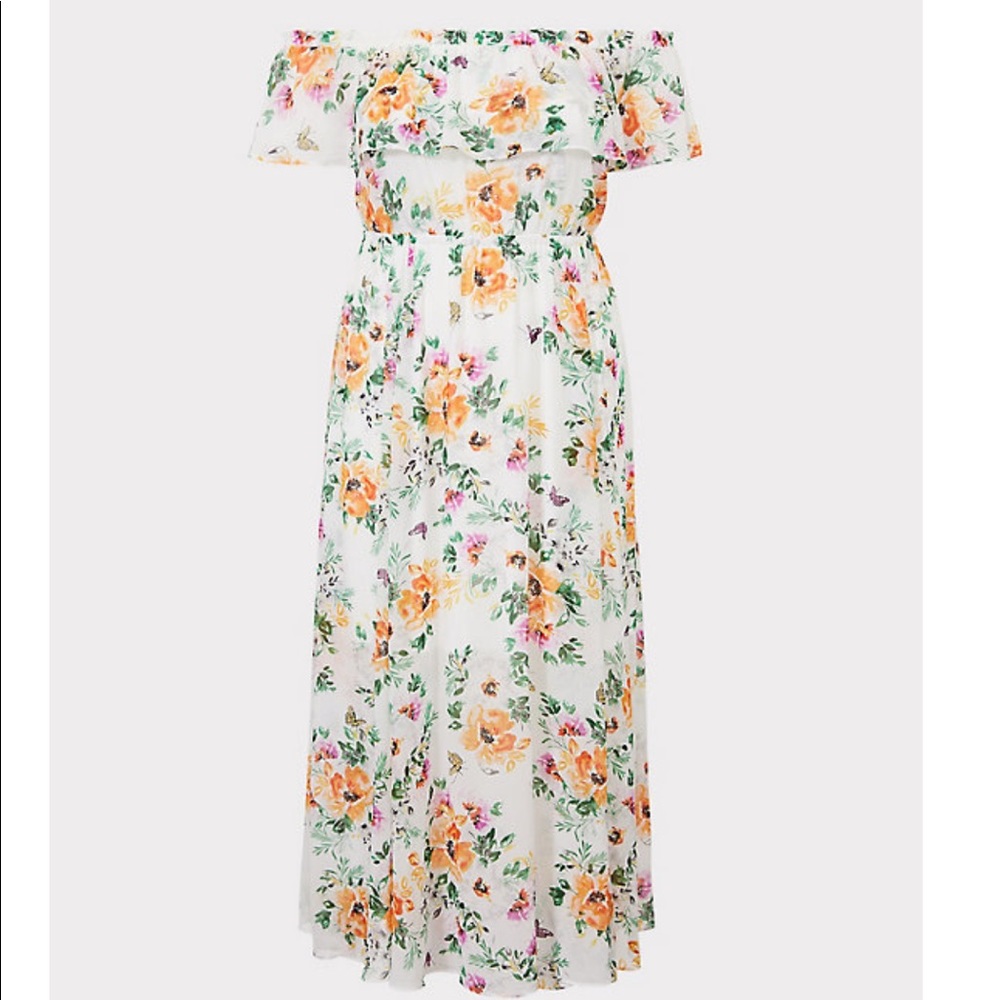 Torrid Ivory Floral Off-Shoulder Maxi Dress